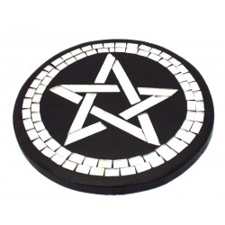 Round Pentacle Wooden Mirror Plaque